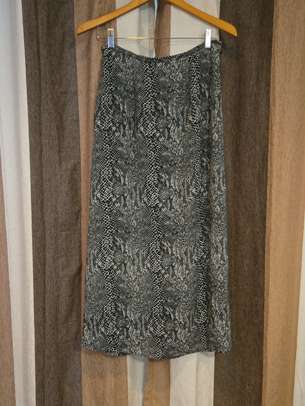 Kathie Lee Collection Black & White Snake-Print Midi Skirt